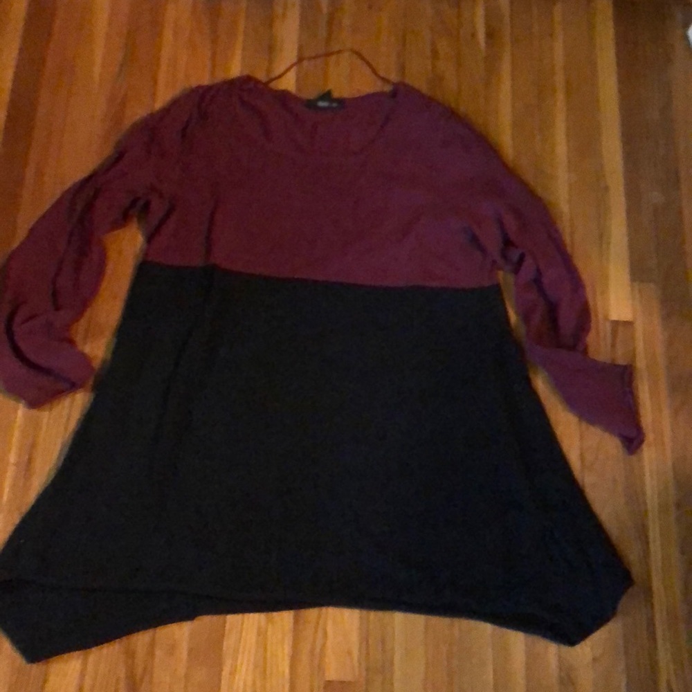 Plum and black block sweater